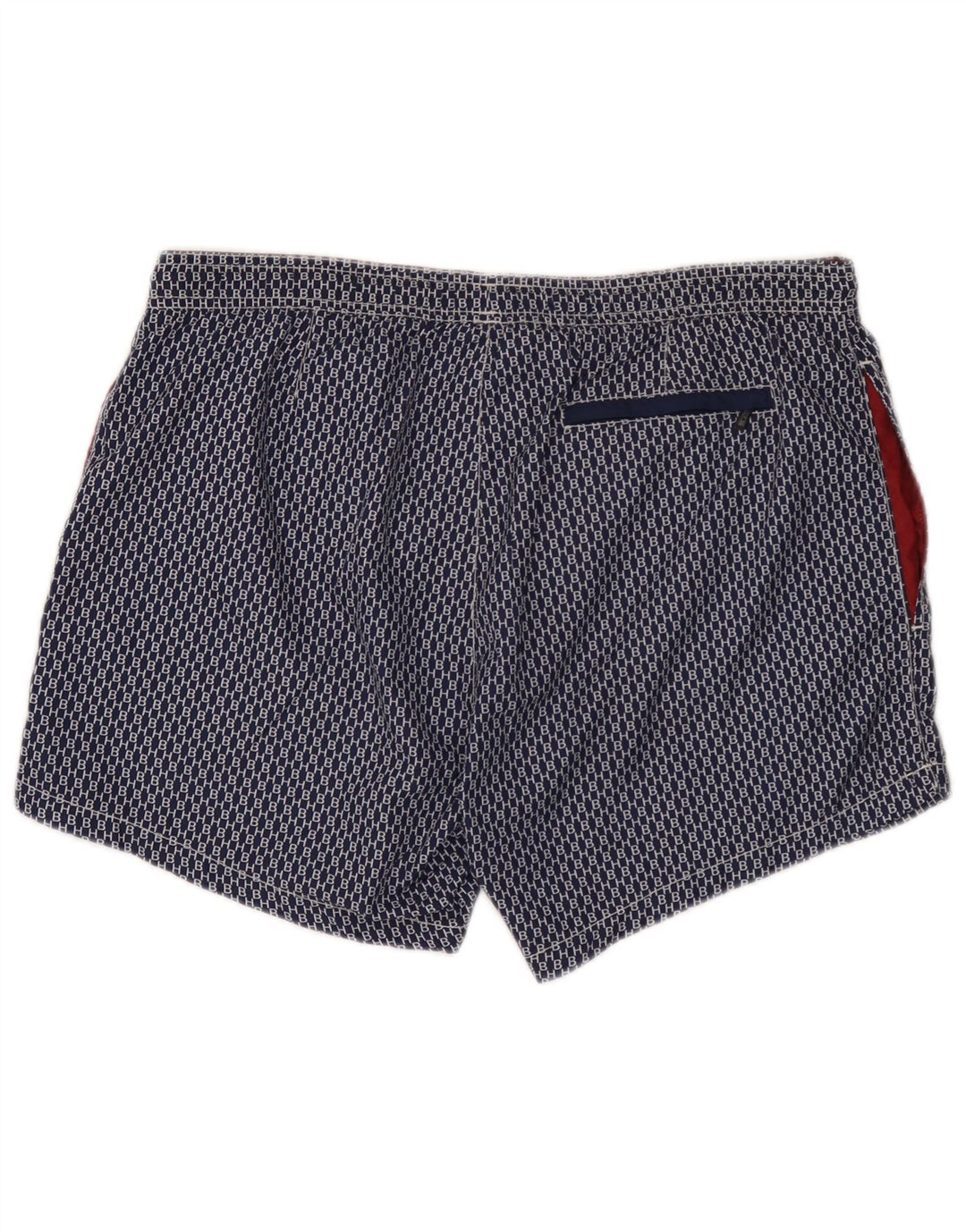 Shorts de natação masculino Hugo Boss gráfico médio azul marinho poliéster geométrico