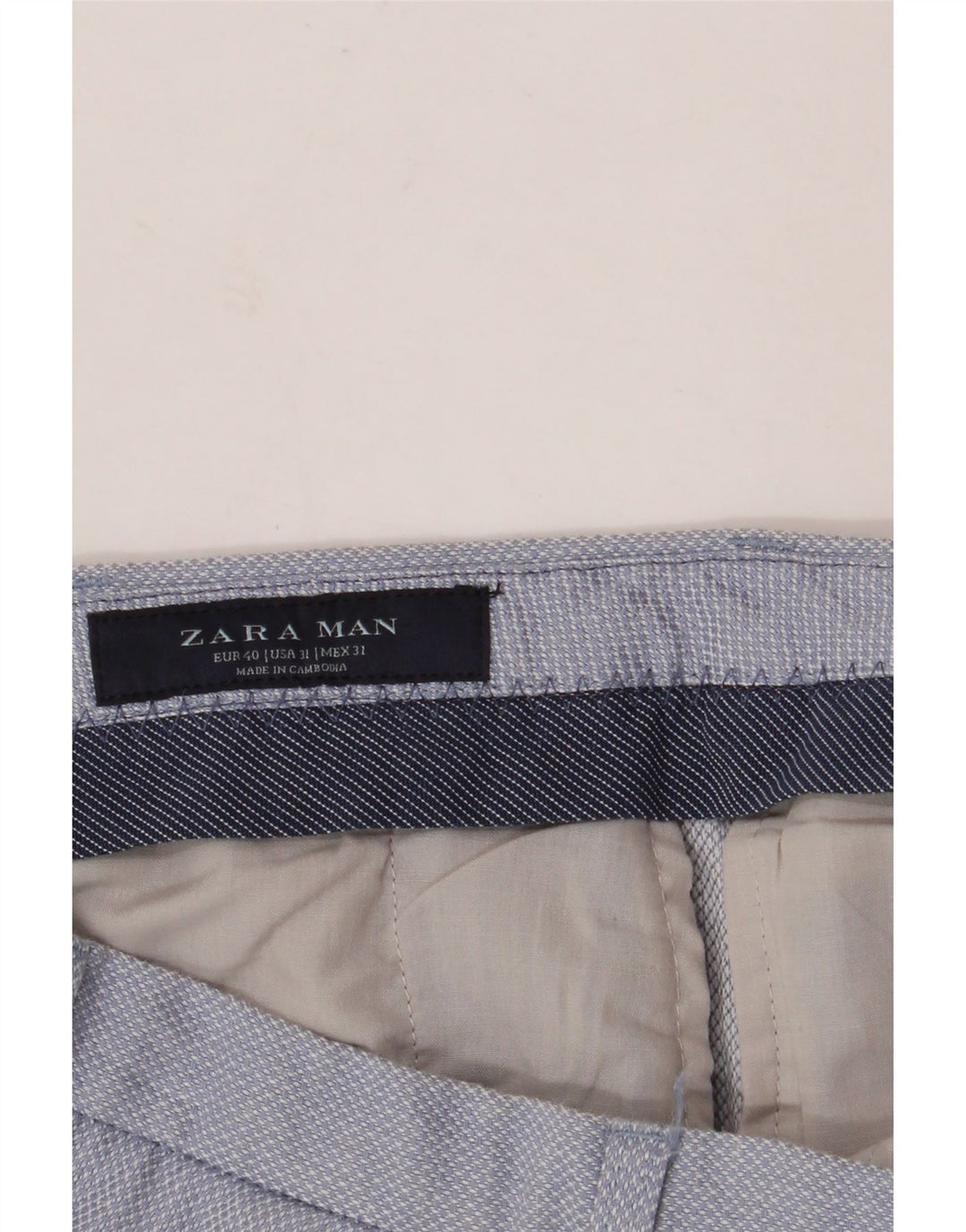 ZARA Mens Slim Chino Calças EU 40 Médio W31 L30 Azul