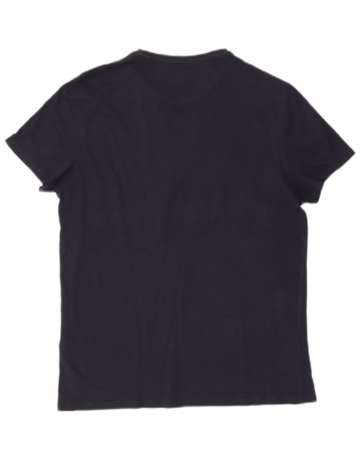 Guess Camiseta masculina gráfica grande algodão azul marinho