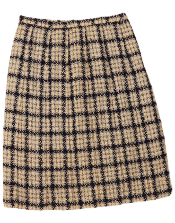 Saia feminina VINTAGE linha A W30 xadrez bege médio