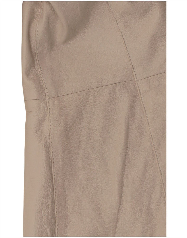 Casaco de couro feminino vintage IT 42 médio couro branco