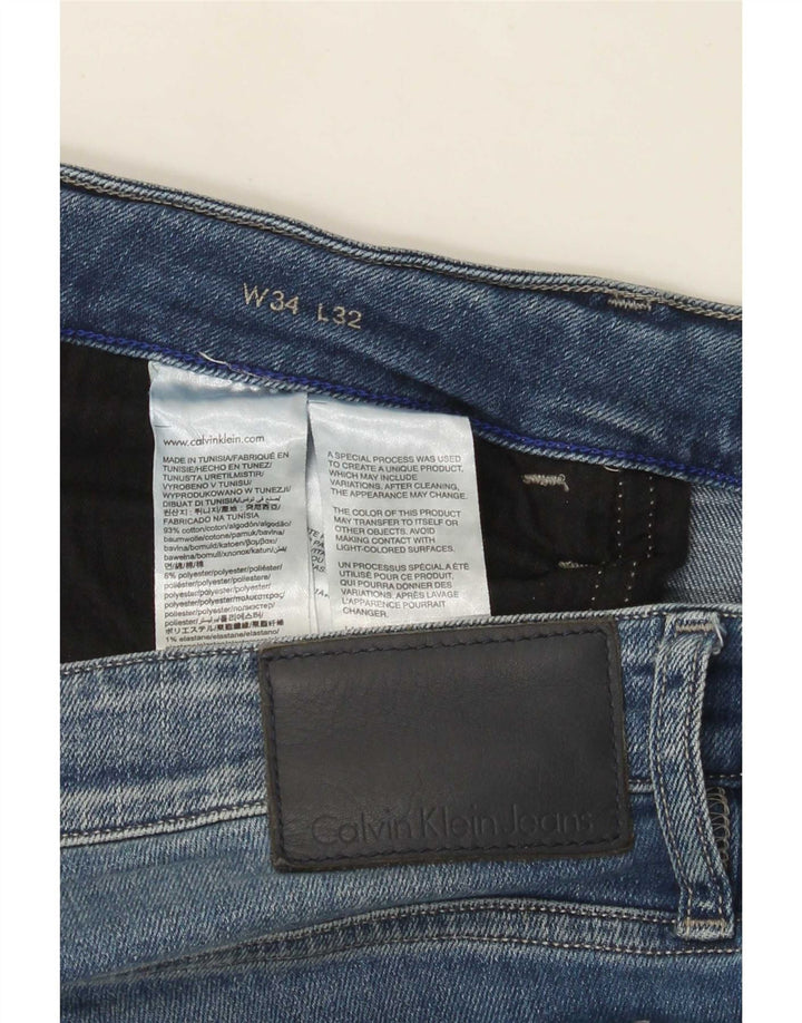 Calvin Klein Masculino Slim Jeans W34 L32 Azul Algodão