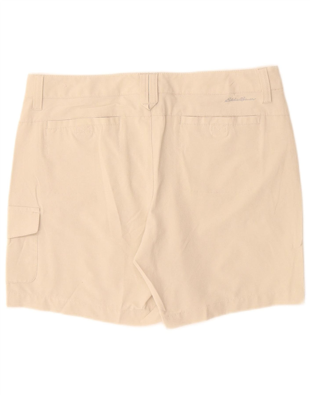 Shorts cargo feminino Eddie Bauer US 8 médio W30 poliéster bege