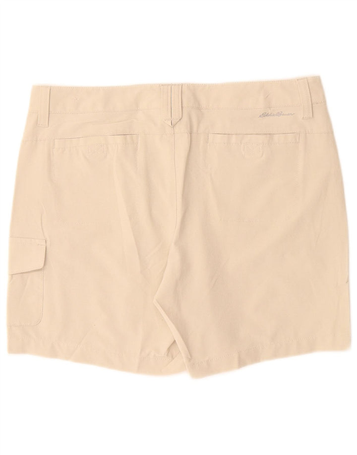 Shorts cargo feminino Eddie Bauer US 8 médio W30 poliéster bege