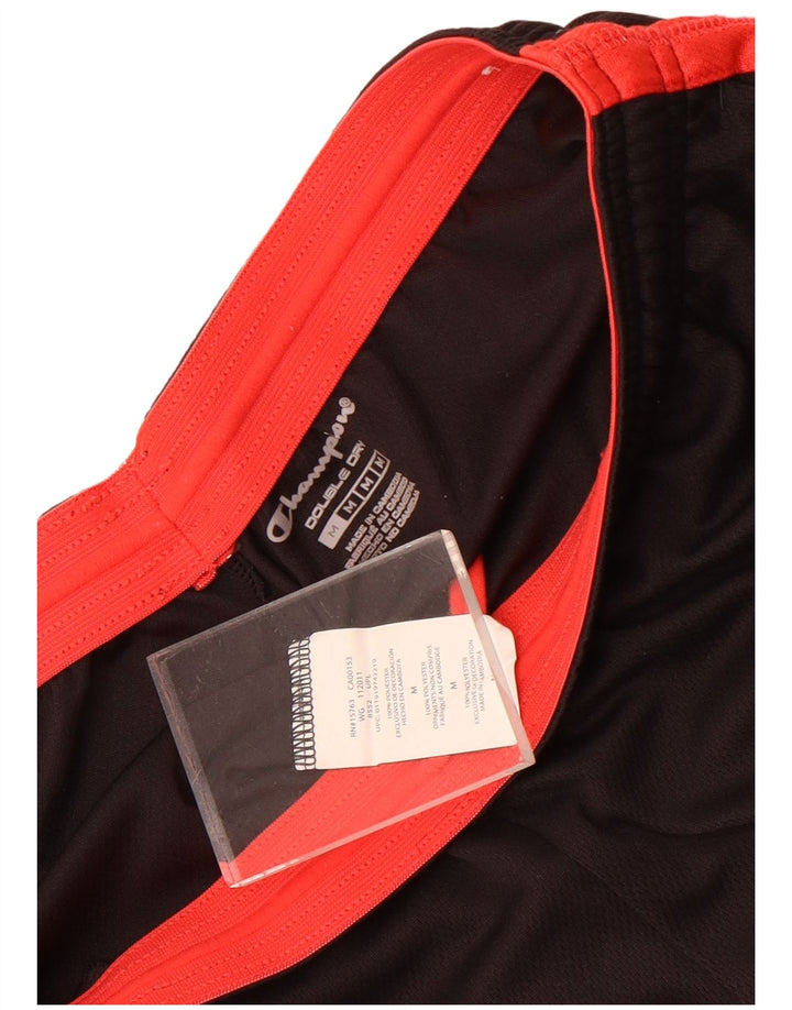 Shorts esportivos duplos masculinos Champion poliéster colorblock preto médio