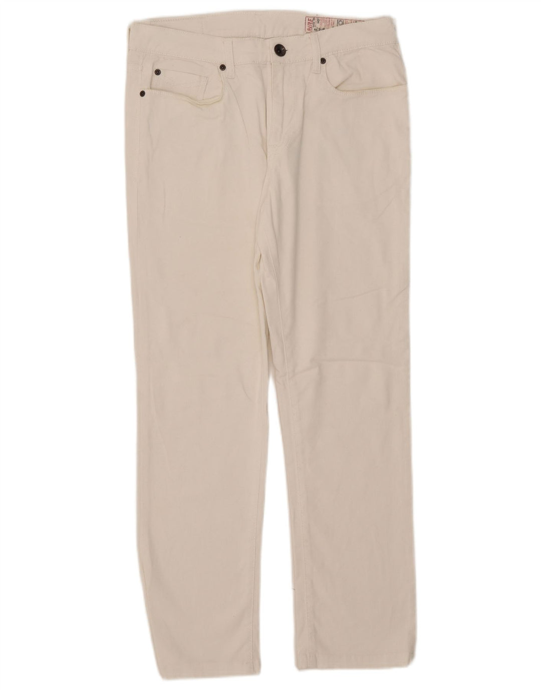 Rifle feminino jeans reto W34 L28 algodão branco