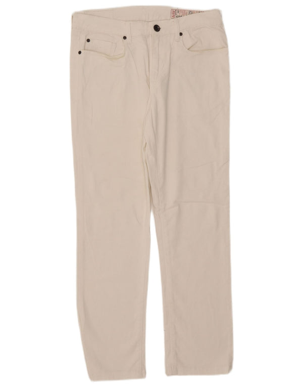 Rifle feminino jeans reto W34 L28 algodão branco