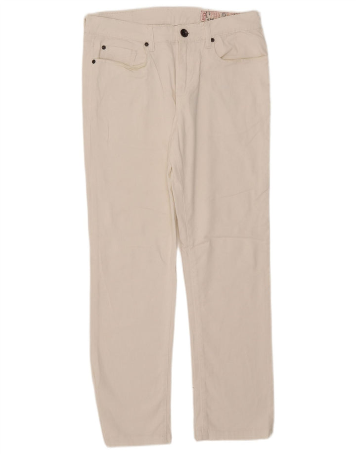 Rifle feminino jeans reto W34 L28 algodão branco