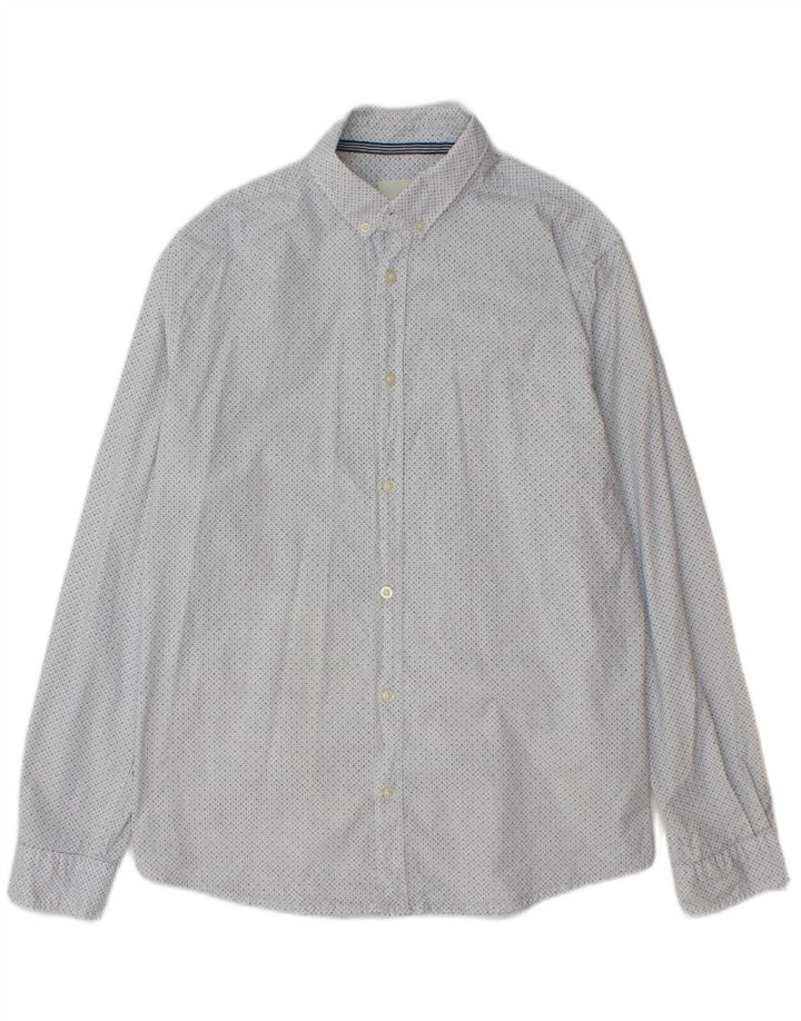 Camisa regular masculina TOM TAILOR algodão manchado branco médio