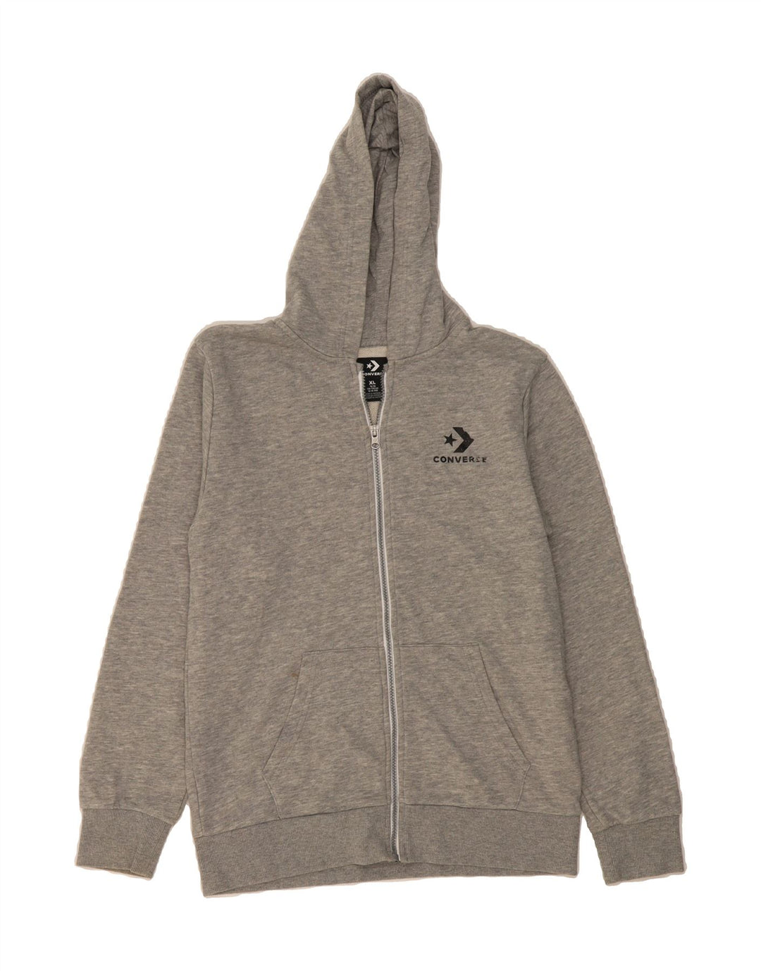 CONVERSE Boys Zip Hoodie Sweater 13-14 Years XL Grey Cotton Vintage Converse and Second-Hand Converse from Messina Hembry 