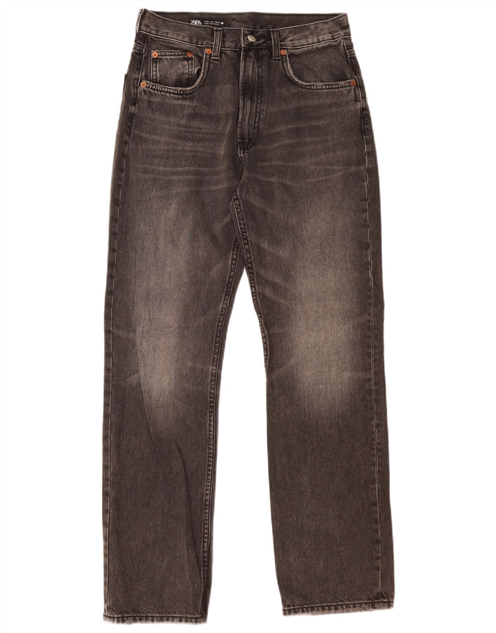Zara Jeans reto feminino EU 38 pequeno W29 L30 algodão cinza