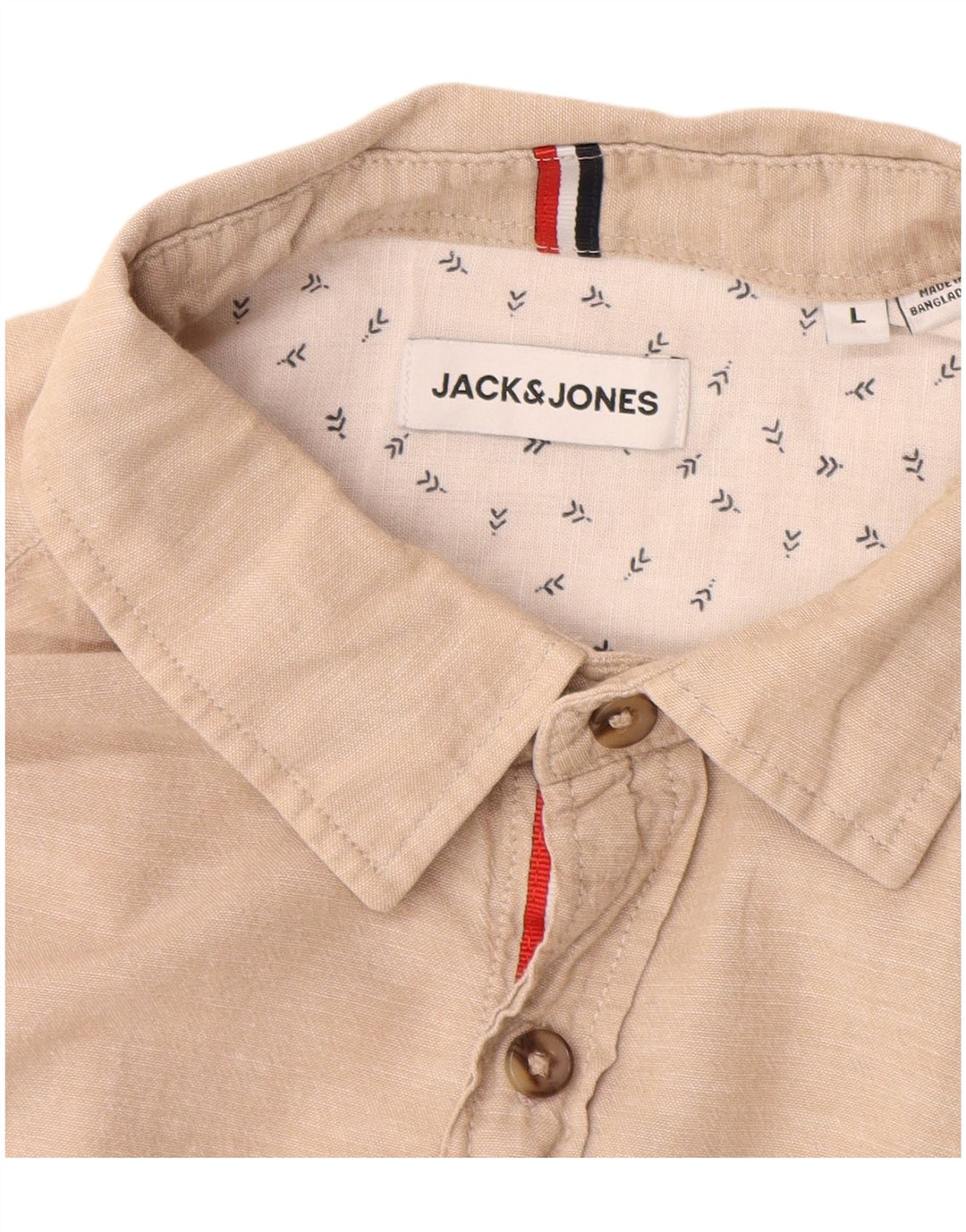 Camisa masculina Jack & Jones grande algodão bege
