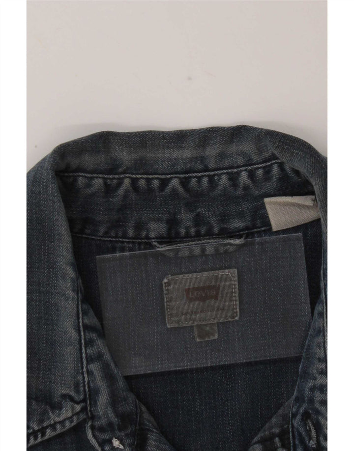 Camisa jeans masculina Levi's grande algodão azul