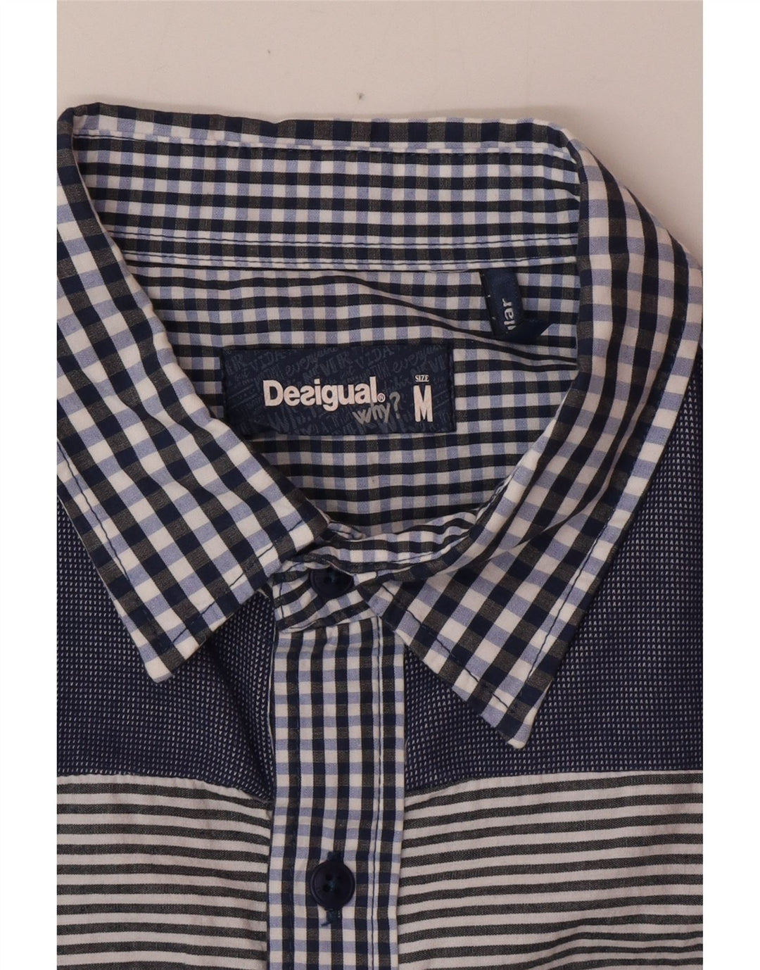 Camisa feminina DESIGUAL UK 14 Médio Azul Gingham