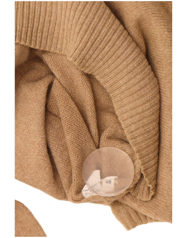 Suéter masculino vintage com decote em V IT 48 lã bege médio