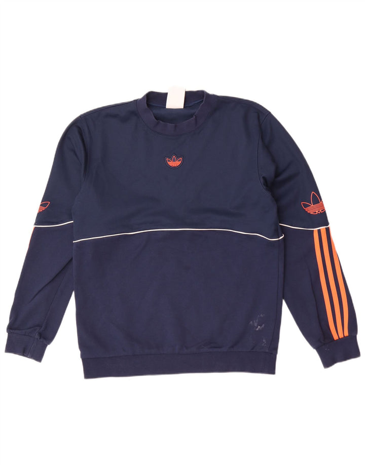 Adidas Mens Graphic Moletom Jumper Pequeno Algodão Azul Marinho