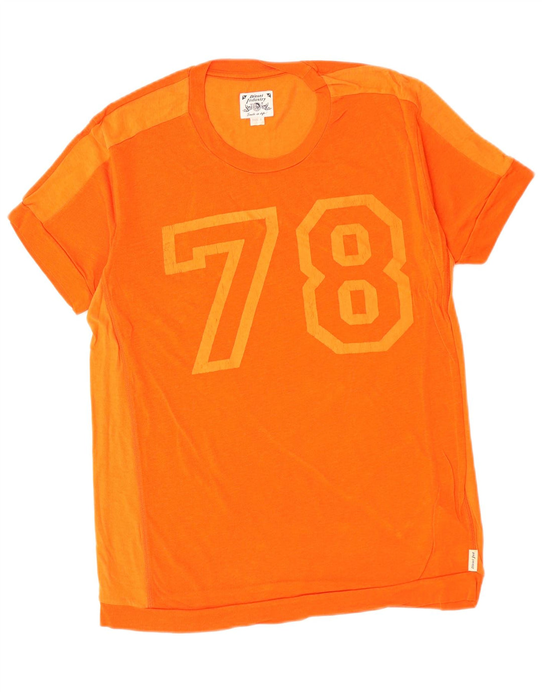 DIESEL Camiseta masculina gráfica top pequeno laranja colorblock algodão