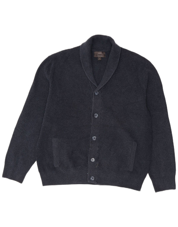 Suéter cardigã masculino Marks & Spencer 2XL poliéster azul marinho