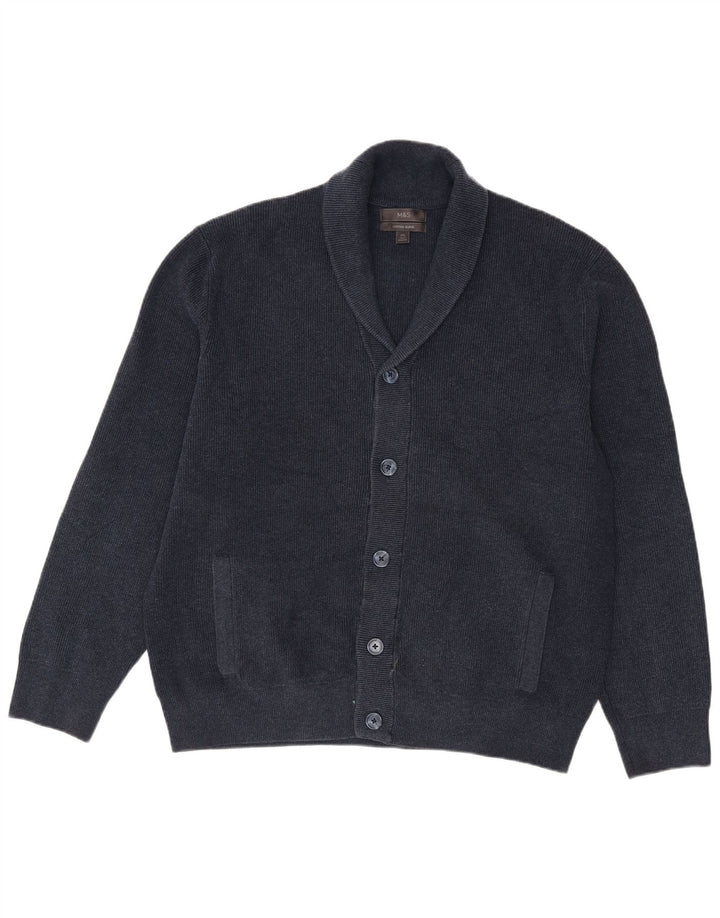 Suéter cardigã masculino Marks & Spencer 2XL poliéster azul marinho