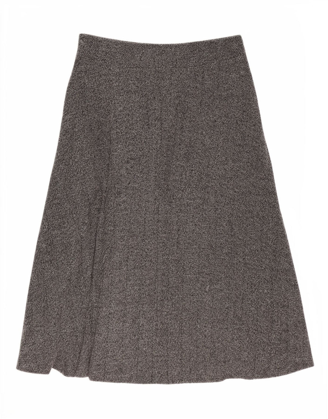 Saia feminina Zara Midi A-Line grande W32 espinha de peixe cinza