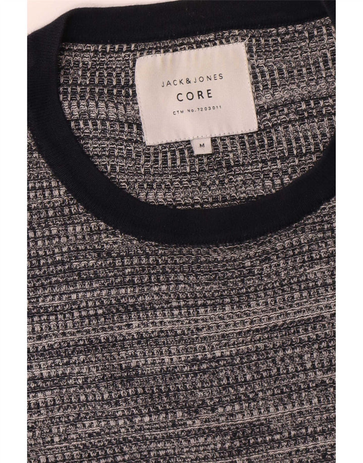 Suéter masculino Jack & Jones com gola redonda e algodão manchado cinza médio