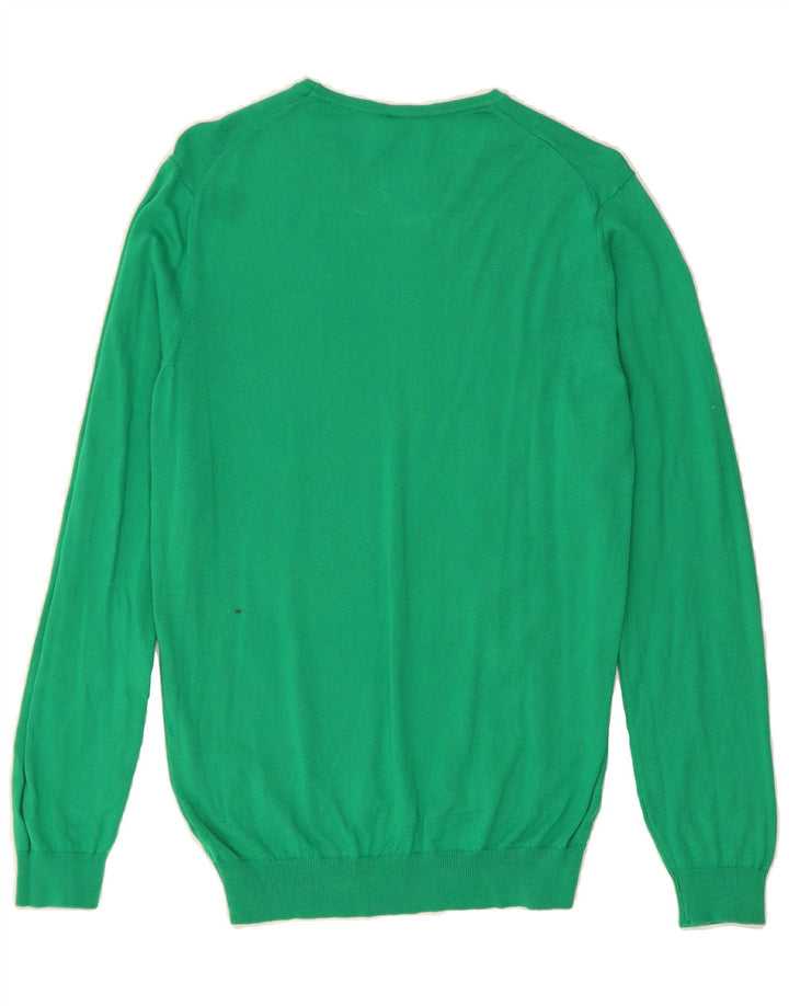 BENETTON Womens Crew Neck Jumper Sweater UK 10 Small Green Cotton Vintage Benetton and Second-Hand Benetton from Messina Hembry 