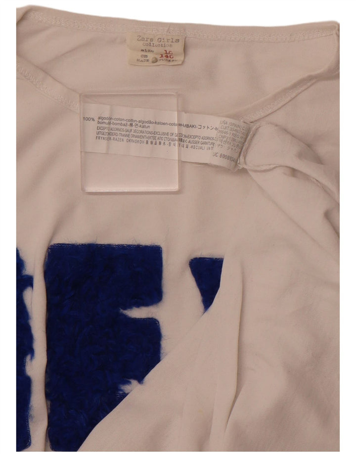 ZARA Girls Graphic Top manga comprida 9-10 anos algodão branco