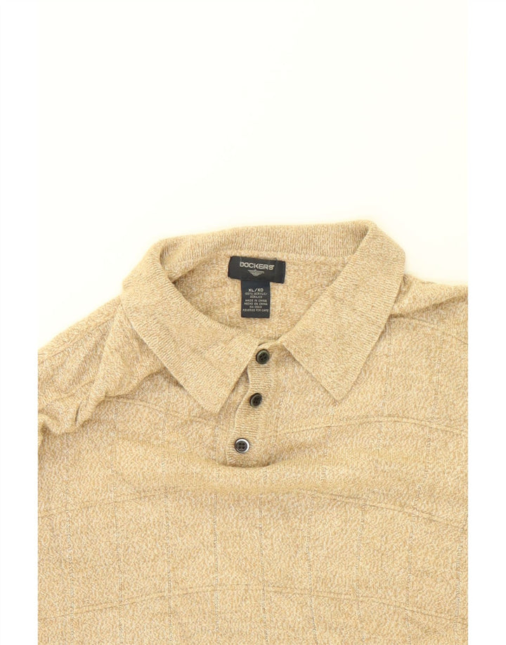 DOCKERS Mens Polo Neck Jumper Sweater XL Beige Acrylic Vintage Dockers and Second-Hand Dockers from Messina Hembry 