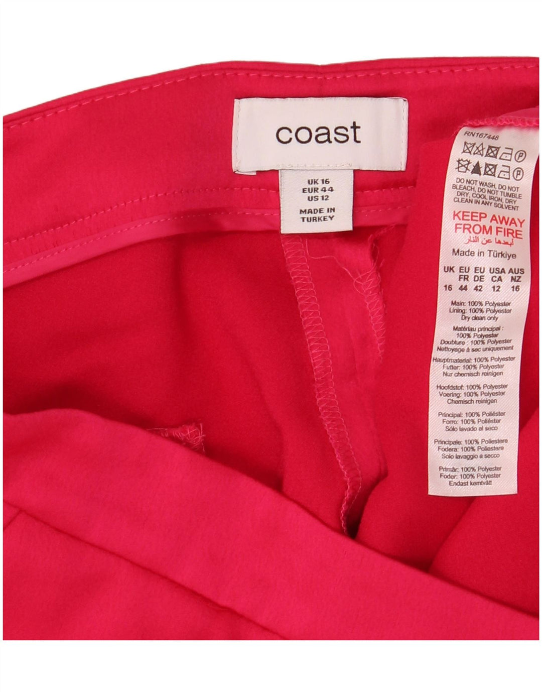 Calça Chino Feminina Bootcut Coast UK 16 Grande W36 L32 Poliéster Rosa