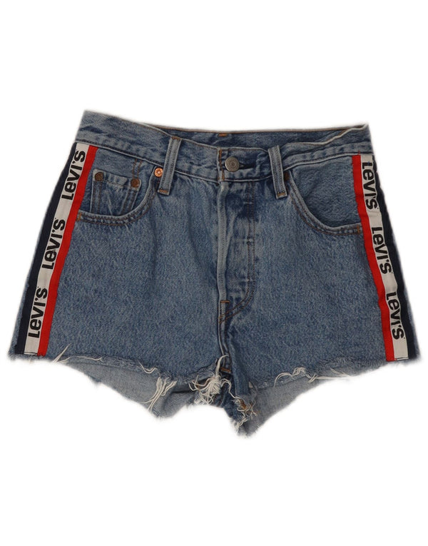 Shorts jeans feminino Levi's 501 gráfico W23 2XS azul colorblock algodão
