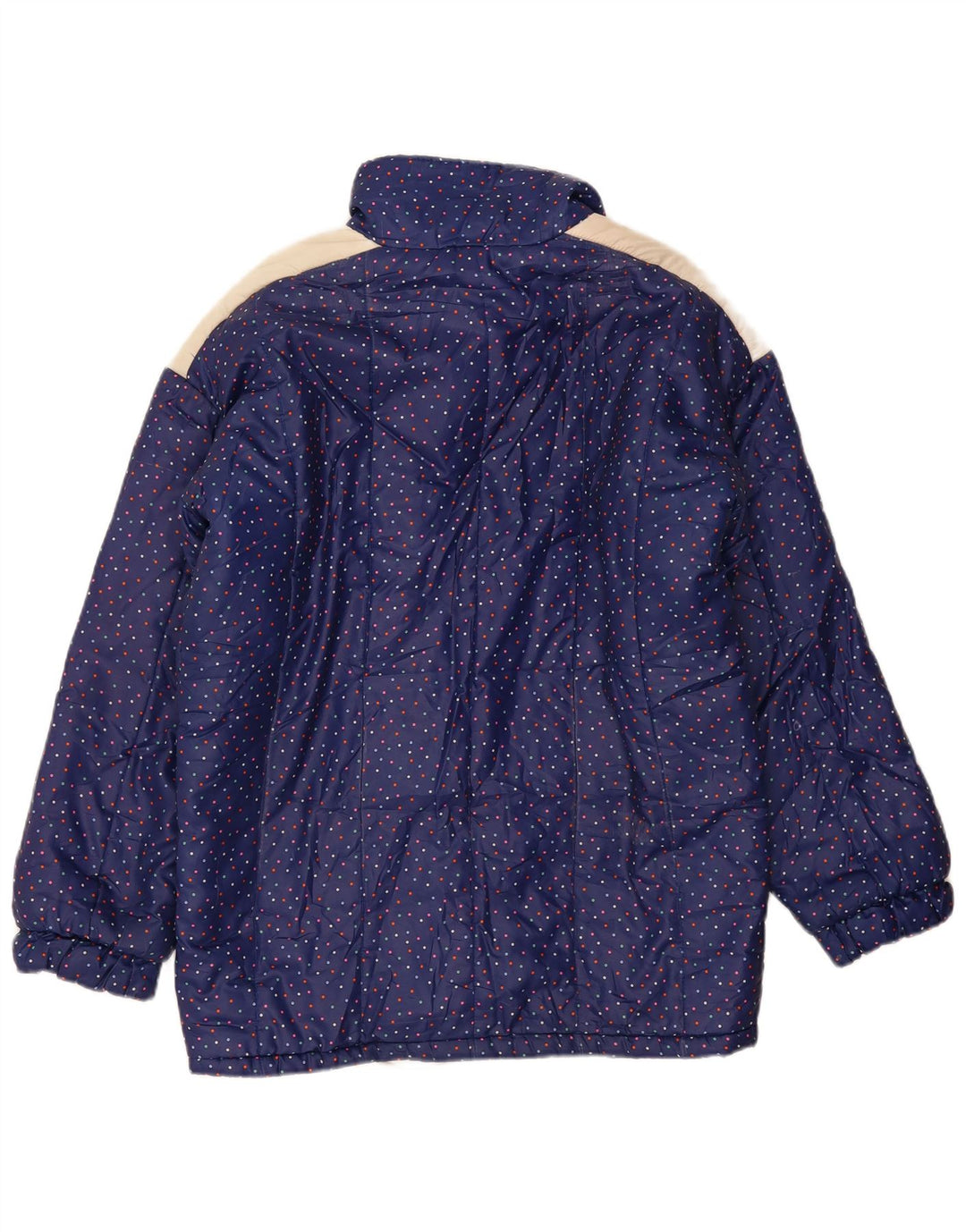 Jaqueta acolchoada feminina vintage IT 48 XL azul marinho manchado