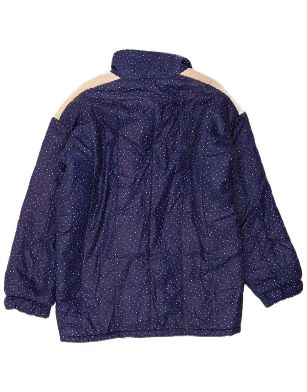 Jaqueta acolchoada feminina vintage IT 48 XL azul marinho manchado