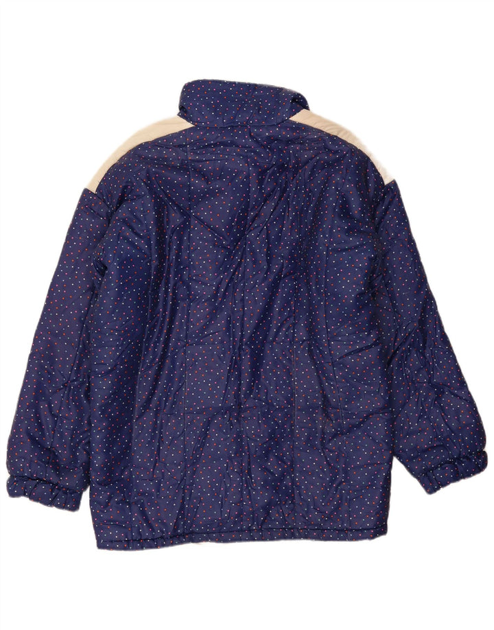 Jaqueta acolchoada feminina vintage IT 48 XL azul marinho manchado