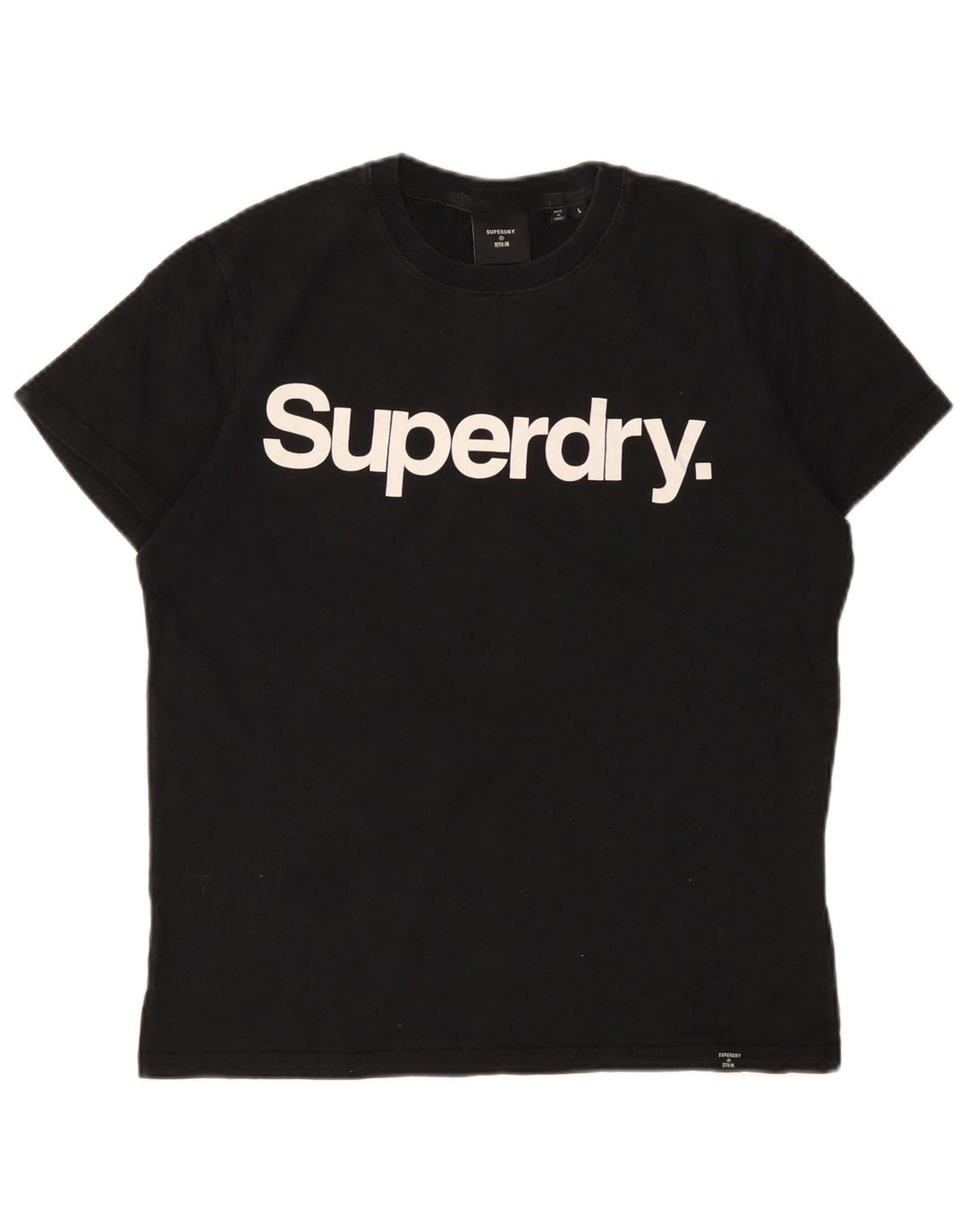 Camiseta feminina SUPERDRY com estampa gráfica UK 16 grande algodão preto