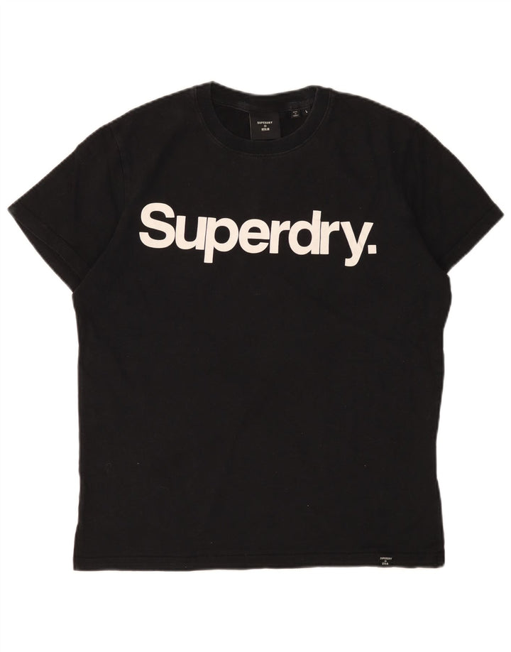 Camiseta feminina SUPERDRY com estampa gráfica UK 16 grande algodão preto