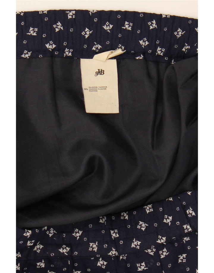Saia feminina GVB A-Line UK 10 pequena W34 azul marinho floral poliéster