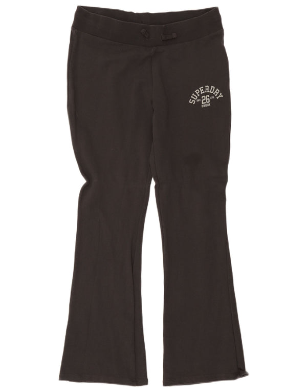 Calça de treino feminina Superdry Graphic Flare UK 14 grande algodão cinza