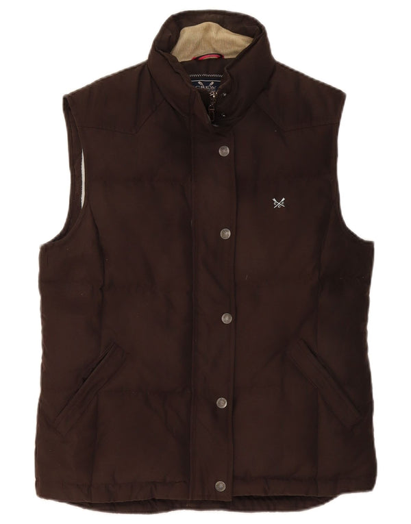 Crew Clothing Womens acolchoado Gilet UK 10 poliéster marrom pequeno