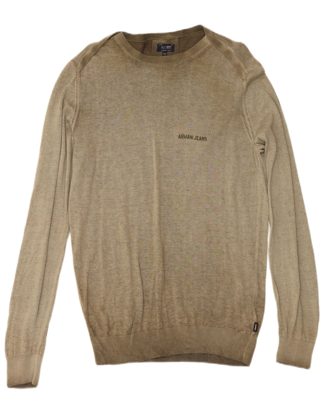 ARMANI JEANS Suéter masculino com gola canoa 2XL algodão cáqui