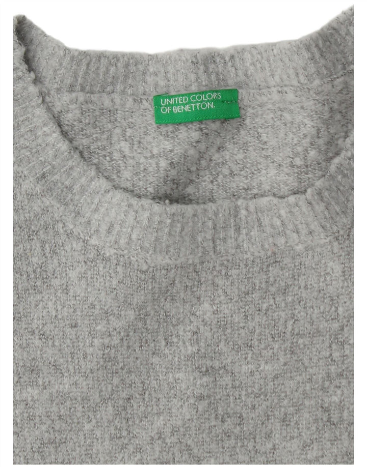 Suéter feminino Benetton com gola redonda e gola redonda, Reino Unido 12 cinza médio manchado