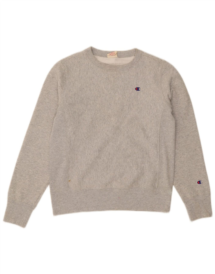 CHAMPION Suéter feminino com tecido reverso UK 14 algodão cinza médio