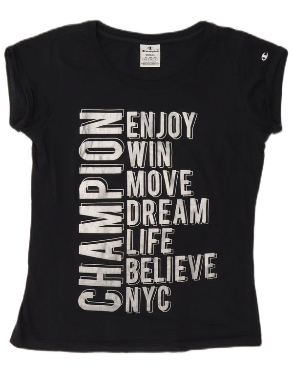 Camiseta feminina estampada Champion UK 10 pequena azul marinho