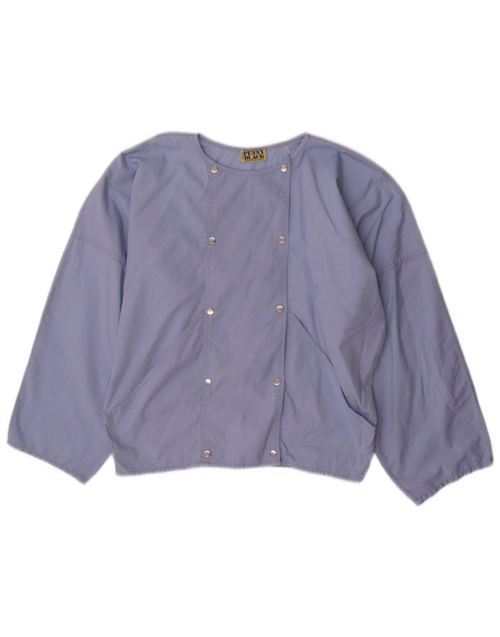 Jaqueta bomber feminina Penny Black com peito duplo Reino Unido 8 algodão azul pequeno
