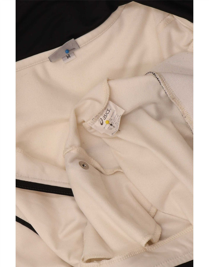 Asics Womens Tracksuit Top Jacket UK 14 Medium Off White Colourblock