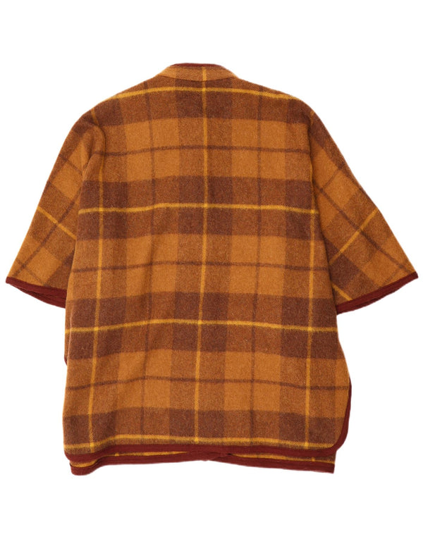 Casaco poncho feminino vintage solto tamanho único xadrez marrom