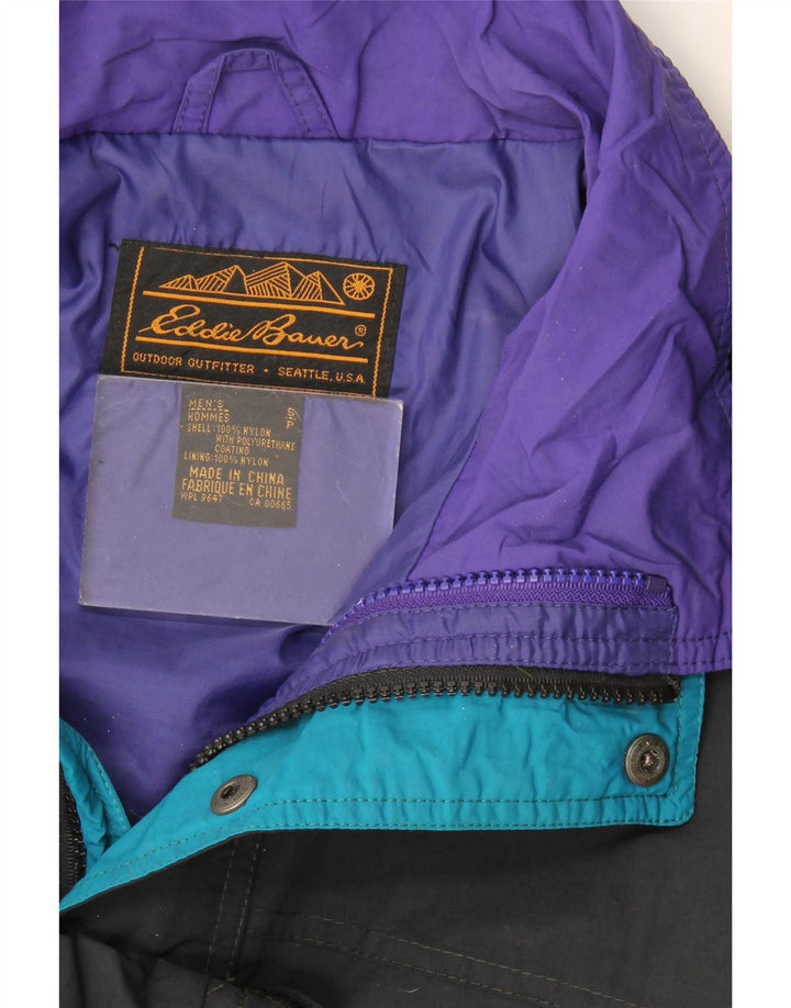Jaqueta corta-vento masculina Eddie Bauer UK 36 pequena preta nylon