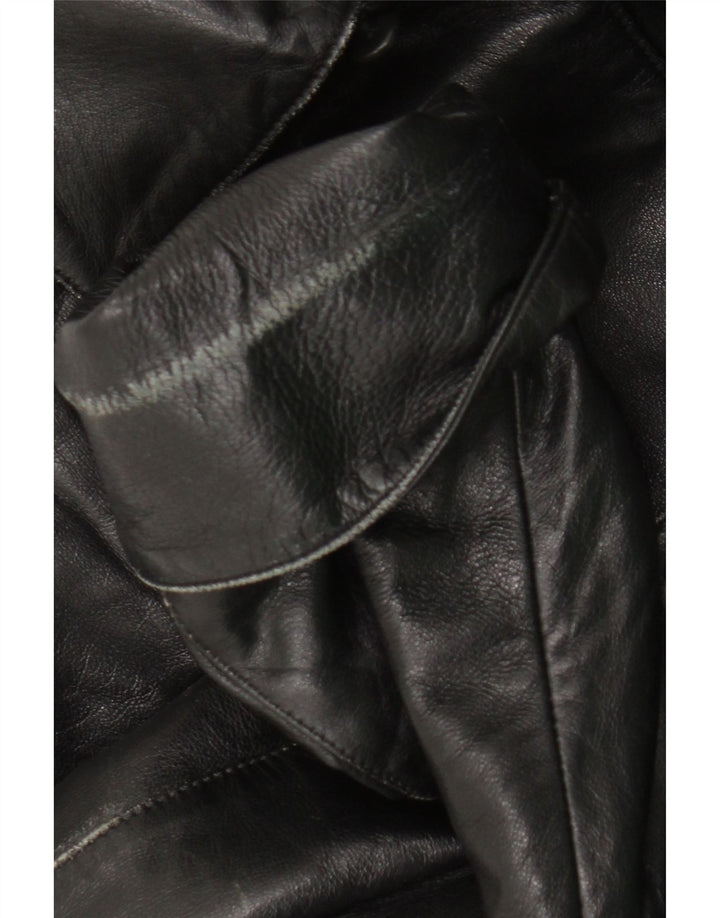 Casaco de couro feminino vintage IT 42 couro preto médio