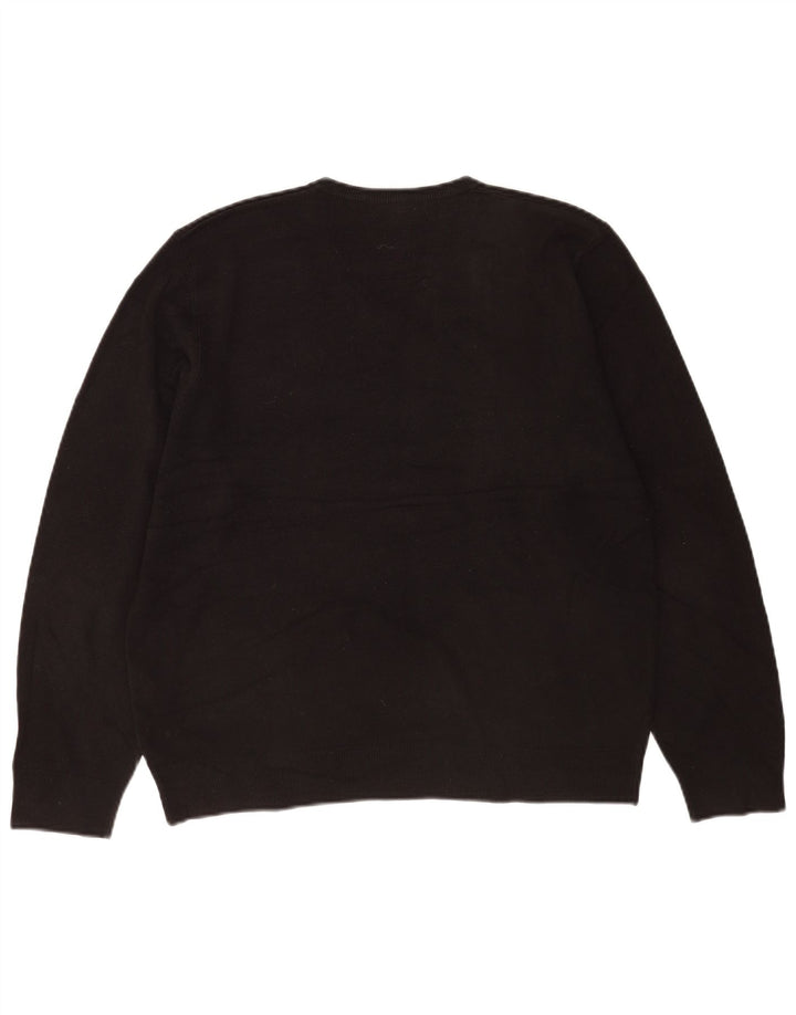 Suéter masculino Marks & Spencer com decote em V grande acrílico preto