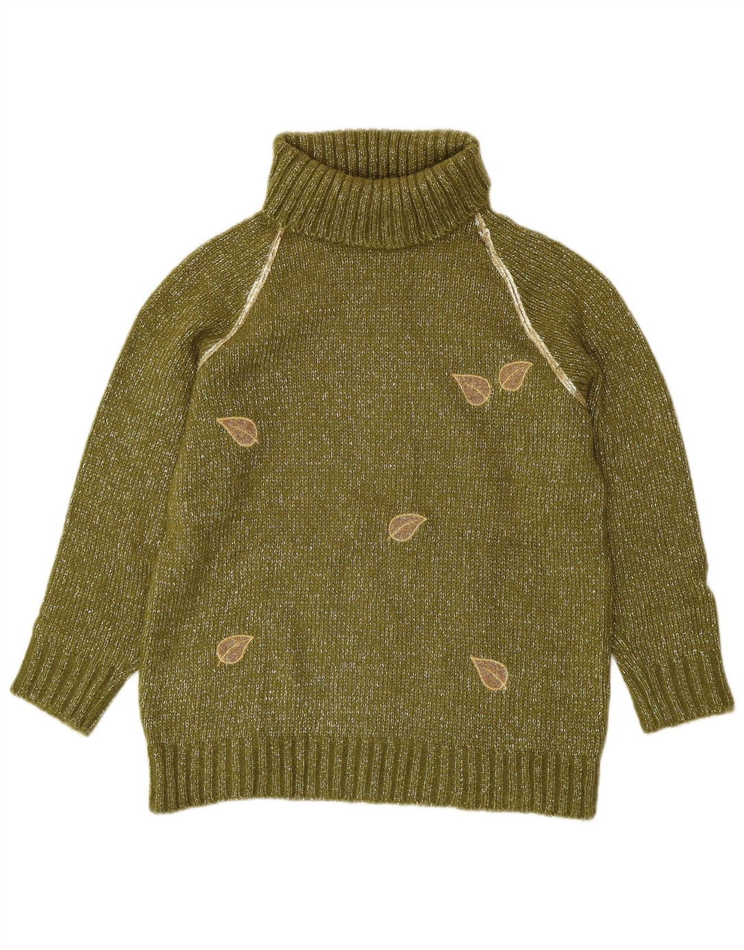 Suéter feminino VINTAGE com gola redonda Reino Unido 16 grande acrílico manchado verde