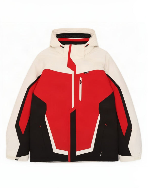 Jaqueta de esqui masculina Wedze com capuz UK 42 XL poliéster colorblock vermelho